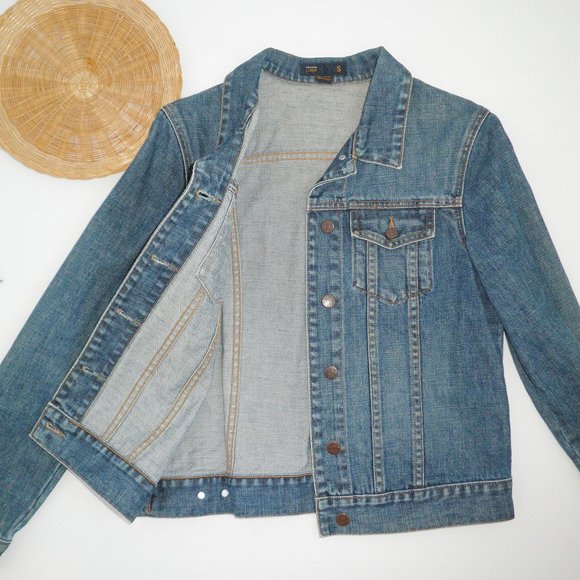 J Crew Classic Preppy Medium Wash Denim Jacket SMALL S - Picture 3 of 5